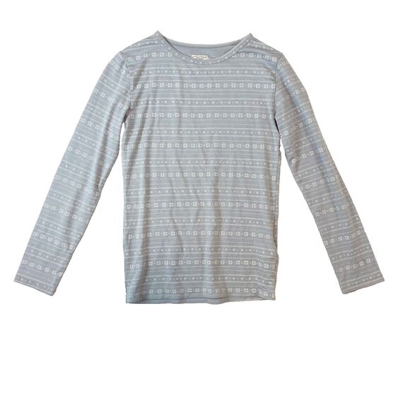 32 Degrees Heat Base Layer Long Sleeve Shirt Girls Medium Gray Fair Isle - Picture 1 of 4